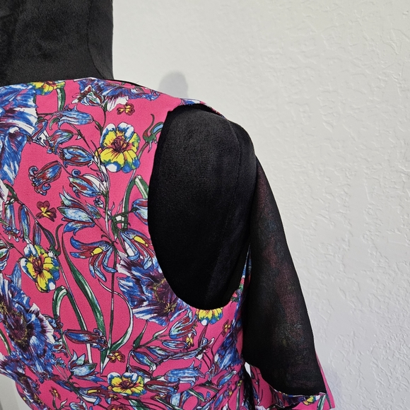 PRABAL GURUNG Collective Pink Floral Cape Waist-Tie Blouse Sz 8 Barbiecore Fairy - Picture 9 of 14